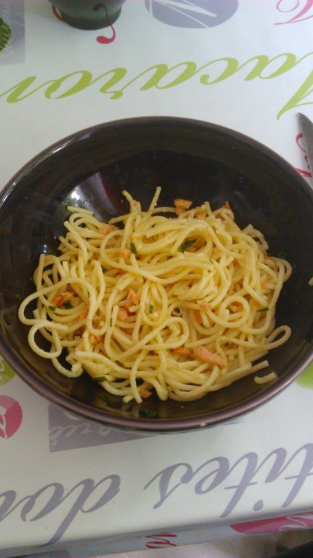 RECIPE MAIN IMAGE Spaghettis à la truite et à la ciboulette
